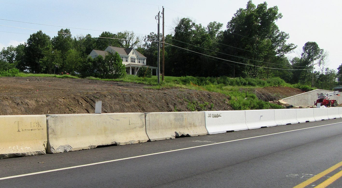 J-J hooks used as barriers to keep traffic from construction areas