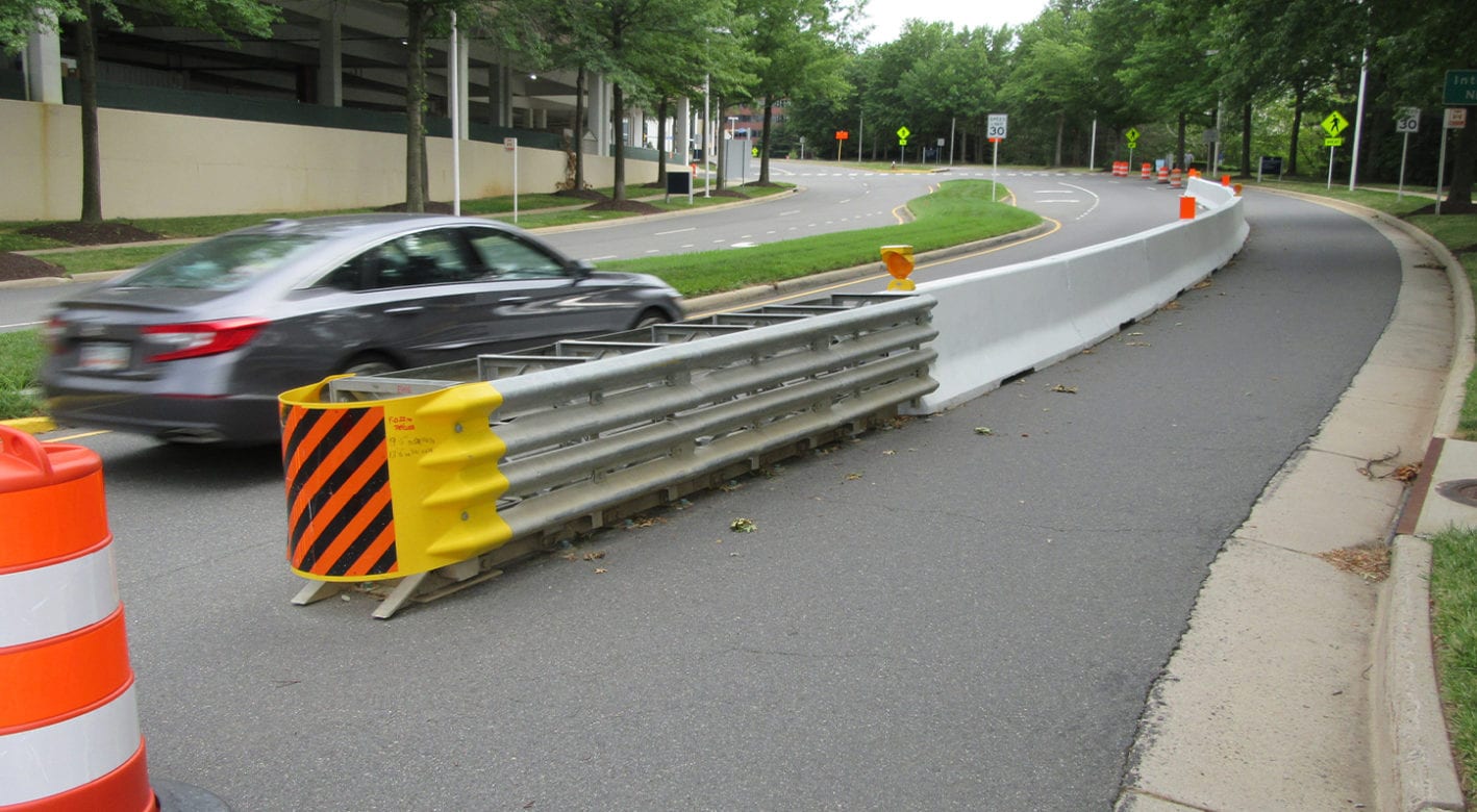Safety barrier on Tysons Corner